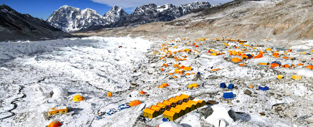 Trekkers on the trail to Everest Base Camp in Nepal